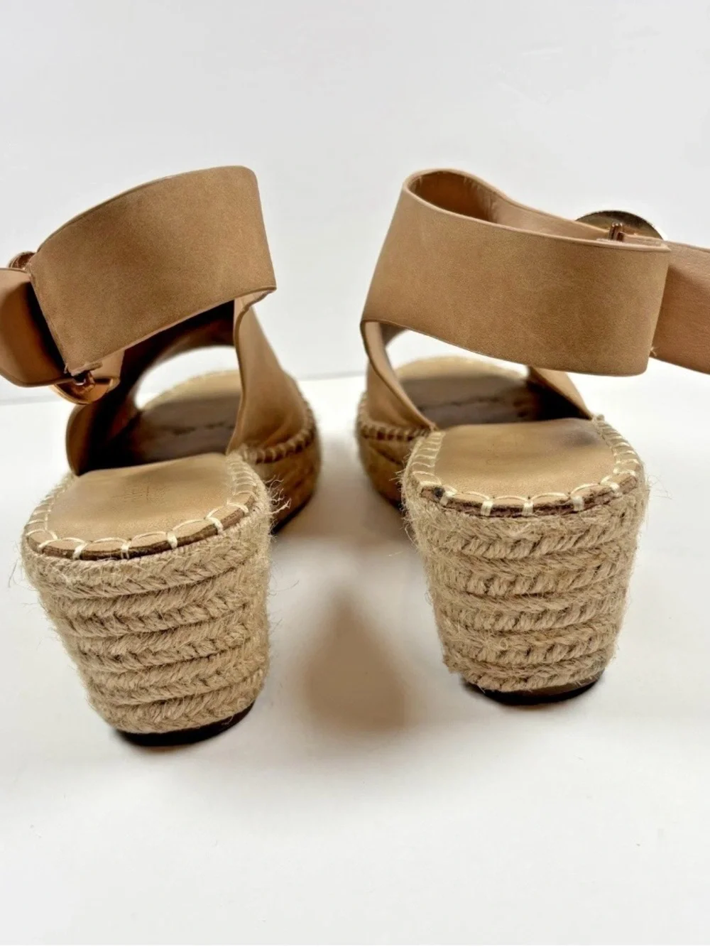 Catherine Malandrino Espadrille Wedge Sandals 9.5 Tan Suede Open Toe Slingback
